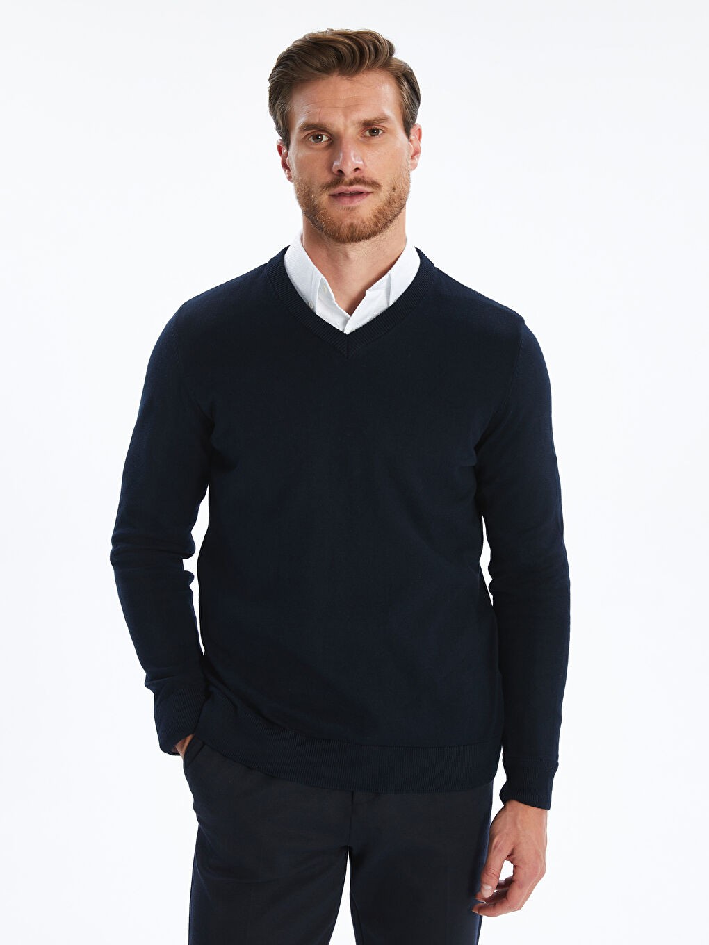 Classic V Neck Long Sleeve Men's Knitwear Sweater