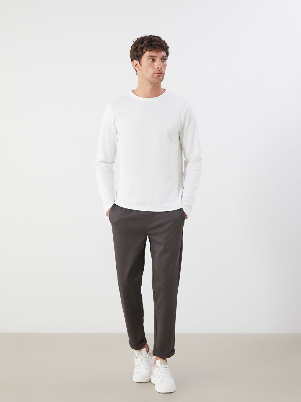 Standard Fit Elasticated Waist Men's Trousers